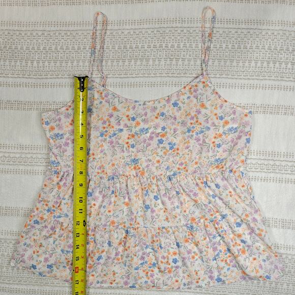 Pink Rose Floral Peplum Tank Top Lightweight Summer Blouse Size L NEW - Picture 4 of 6